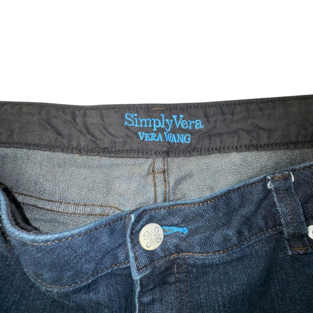 Simply Vera Wang Jean Shorts Flex Mid Rise Dark Wash Women 16 - Picture 2 of 8